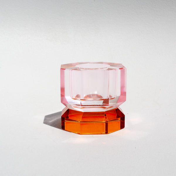 Hexagon Crystal Candleholder - Orange