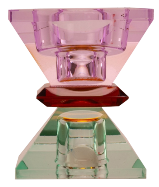 Double Triangle Crystal Candleholder - Violet/Amber/Mint