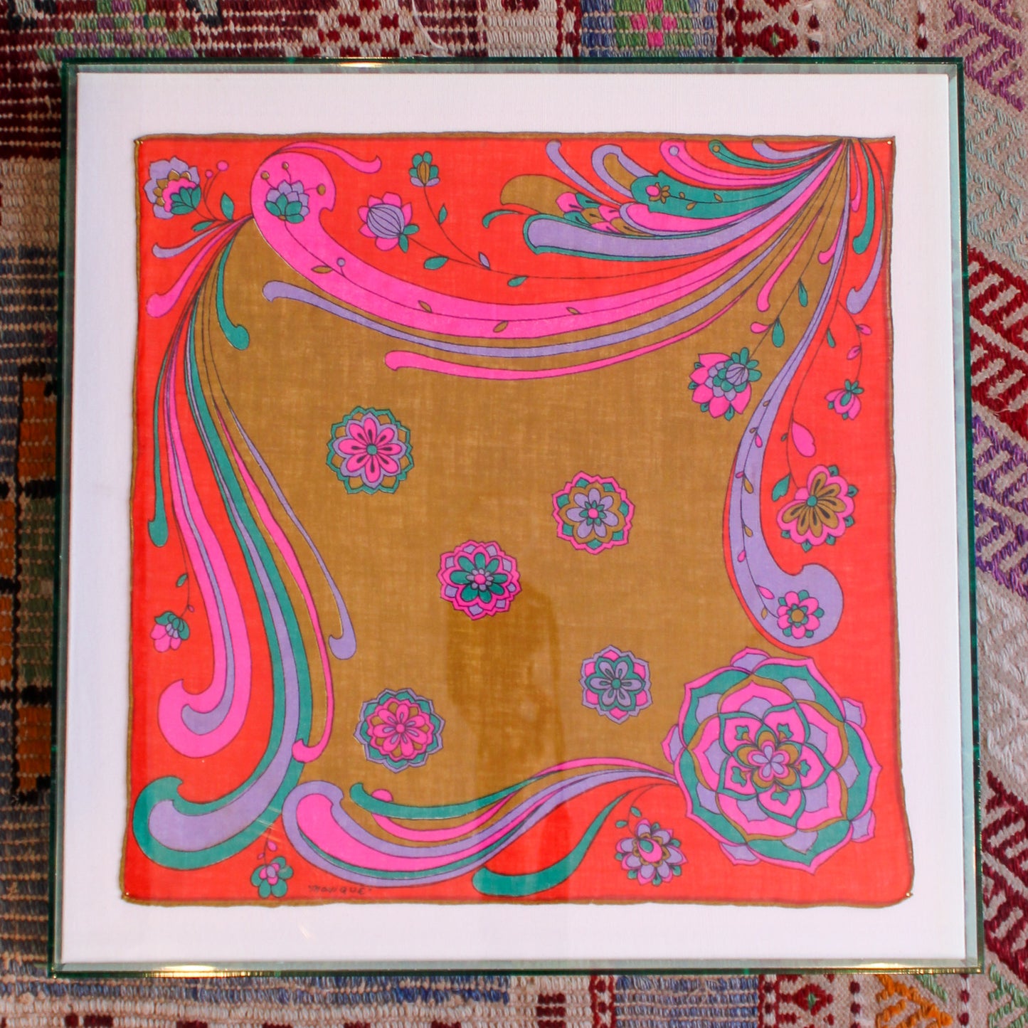 Framed Mid Century Handkerchief - Summer of Love