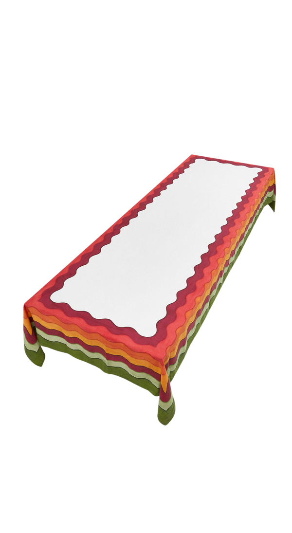 Earthy Rainbow Linen Tablecloth