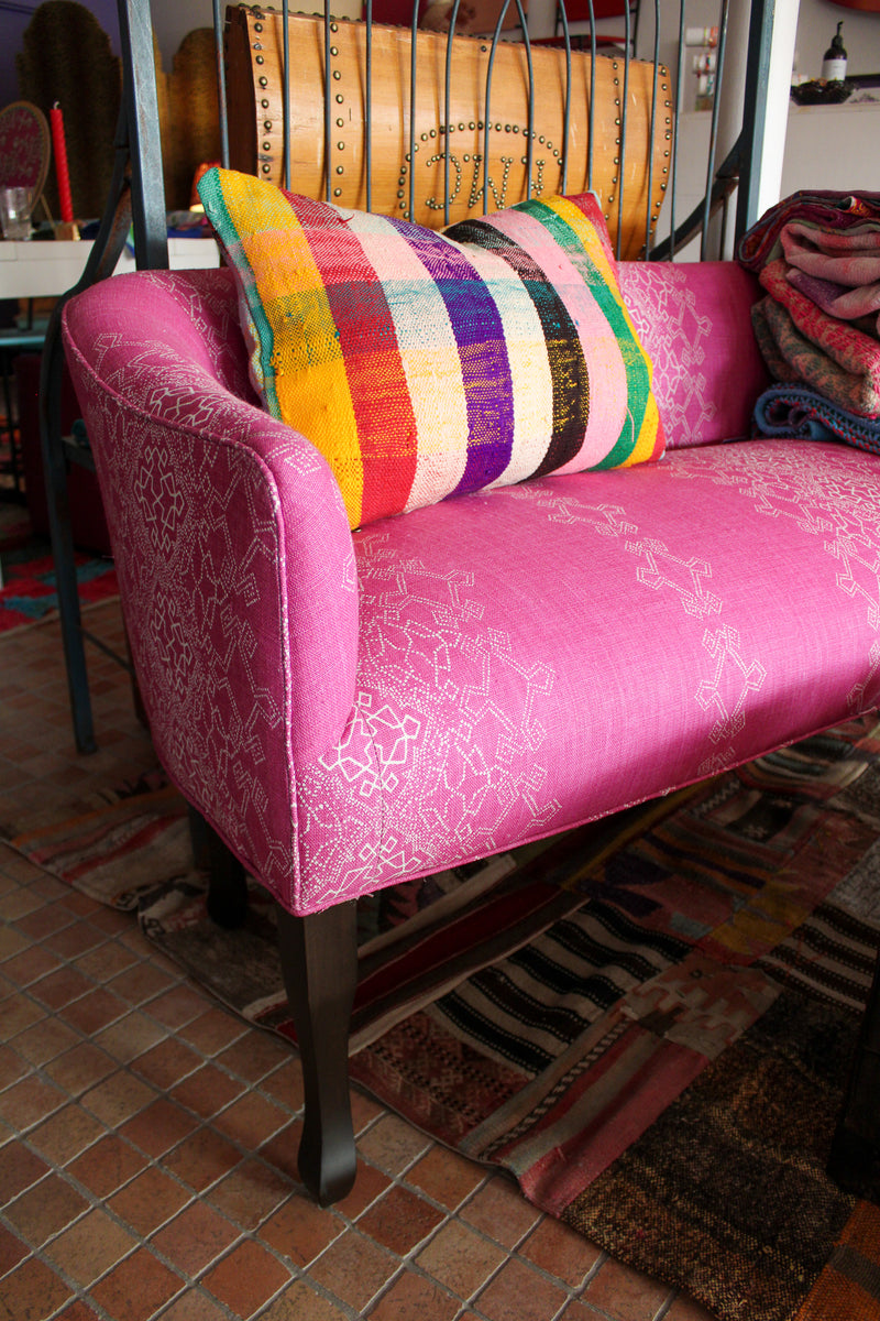 Elena Settee in Aswan Fabric - In Stock