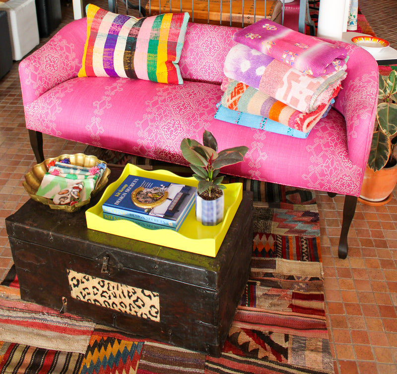 Elena Settee in Aswan Fabric - In Stock