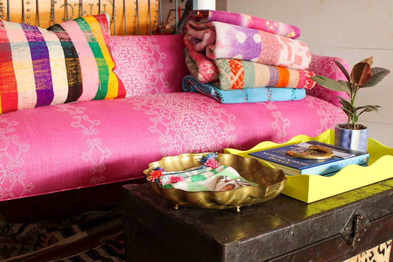 Elena Settee in Aswan Fabric - In Stock