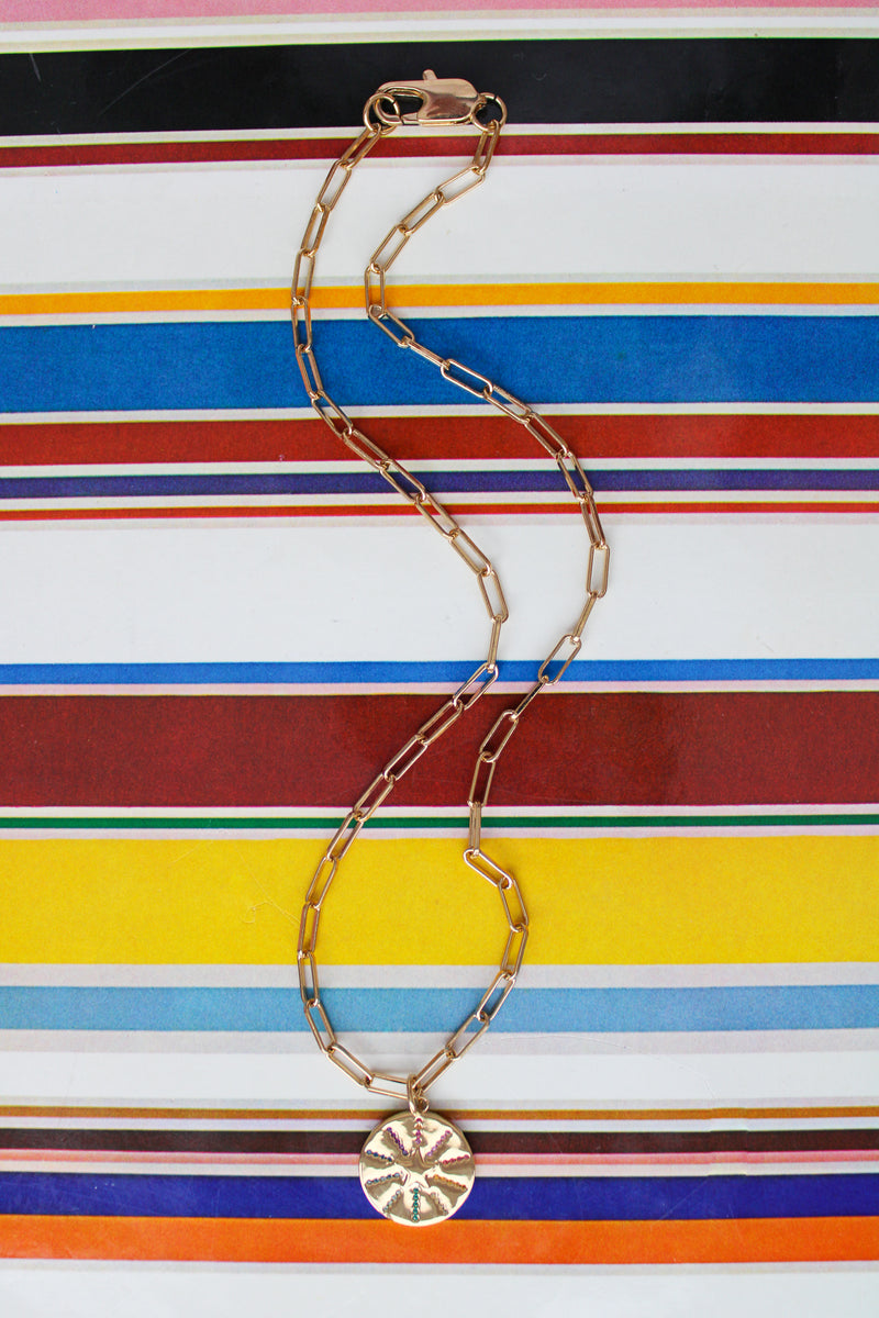 Rainbow sales disc necklace