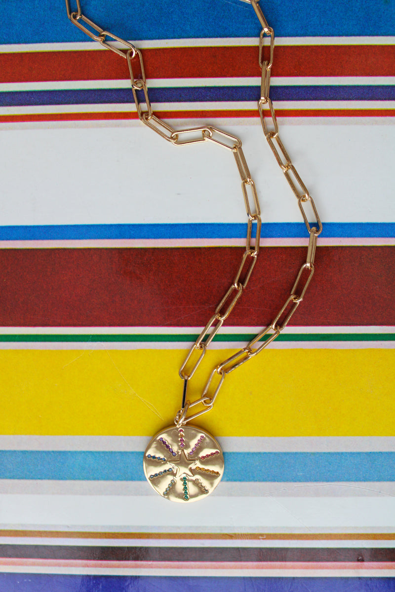Emma Rainbow Star Disc Necklace