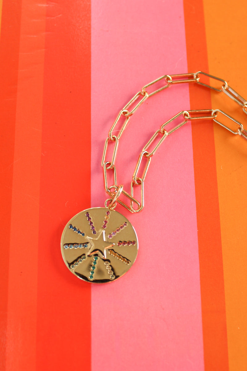 Emma Rainbow Star Disc Necklace