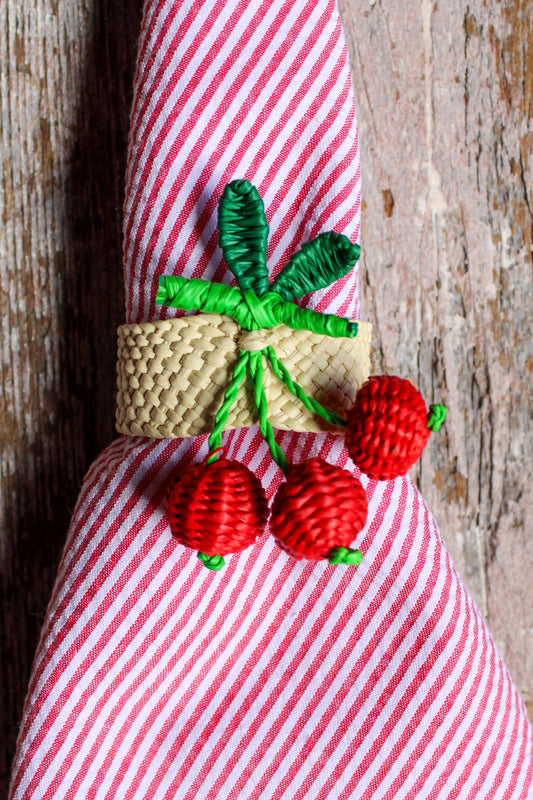 Woven Fruit Napkin Ring - Cherries