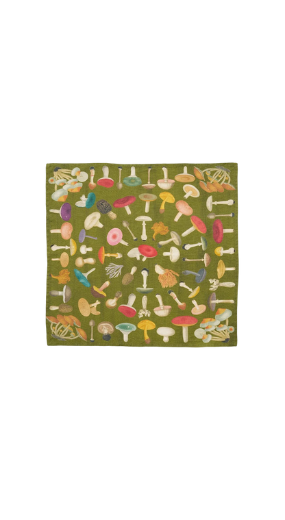 S&B x John Derian Green 'Fungi' Linen Napkin