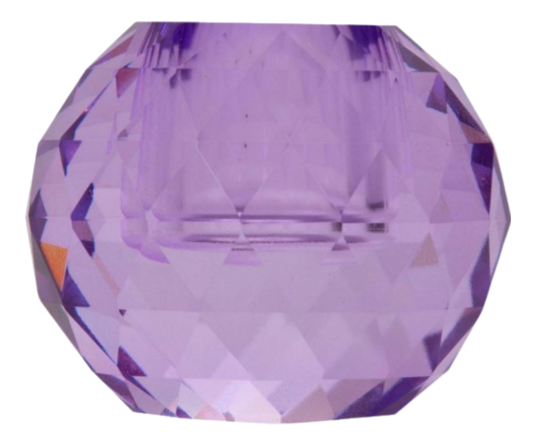 Faceted Ball Crystal Candleholder - Violet