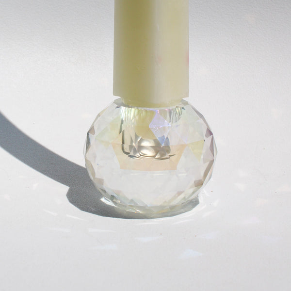 Faceted Ball Crystal Candleholder - Rainbow Clear