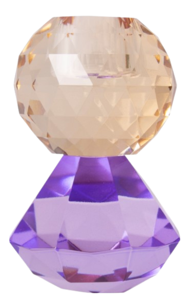 Faceted Ball on Diamond Crystal Candleholder - Violet/Butter