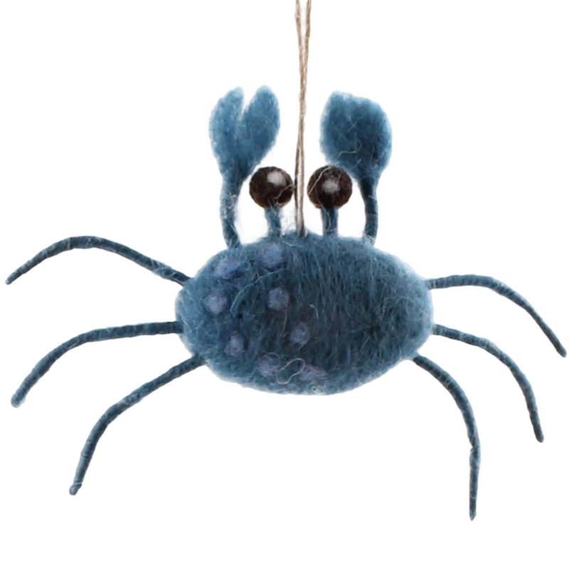Felt Crab Ornament - Blue