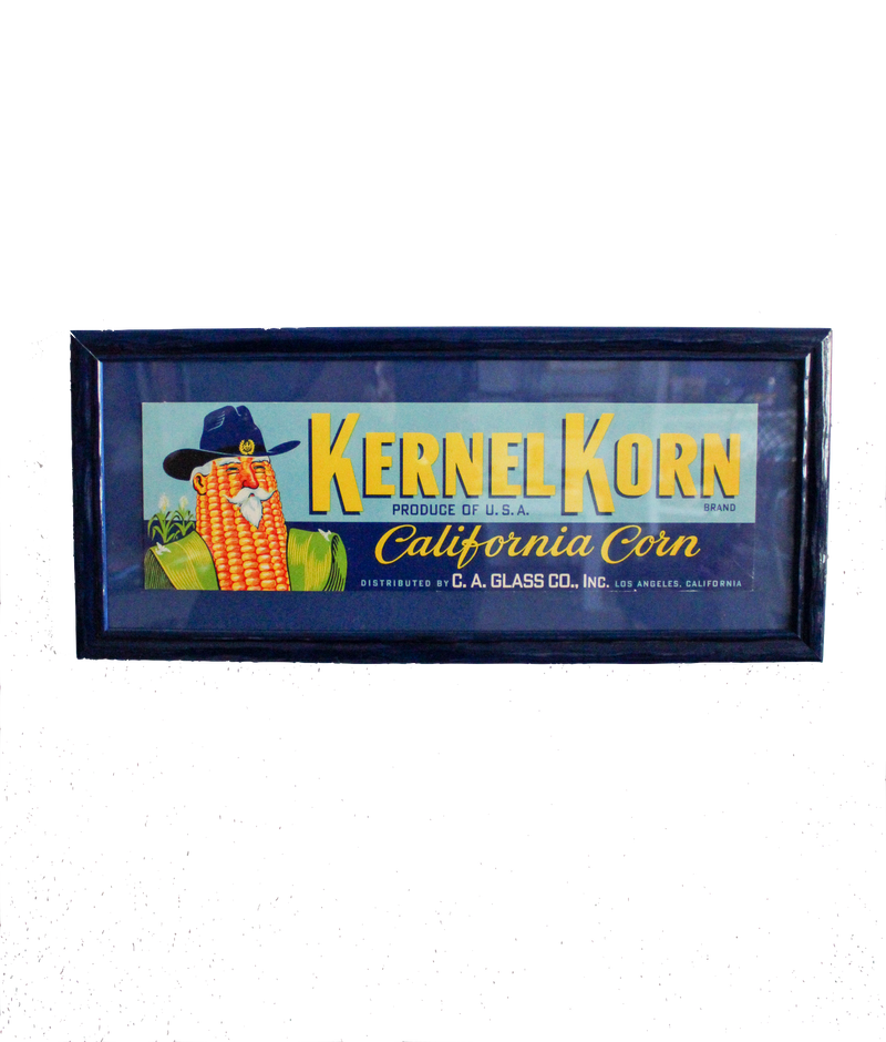 Framed Original Crate Label - Kernel Korn, California Corn