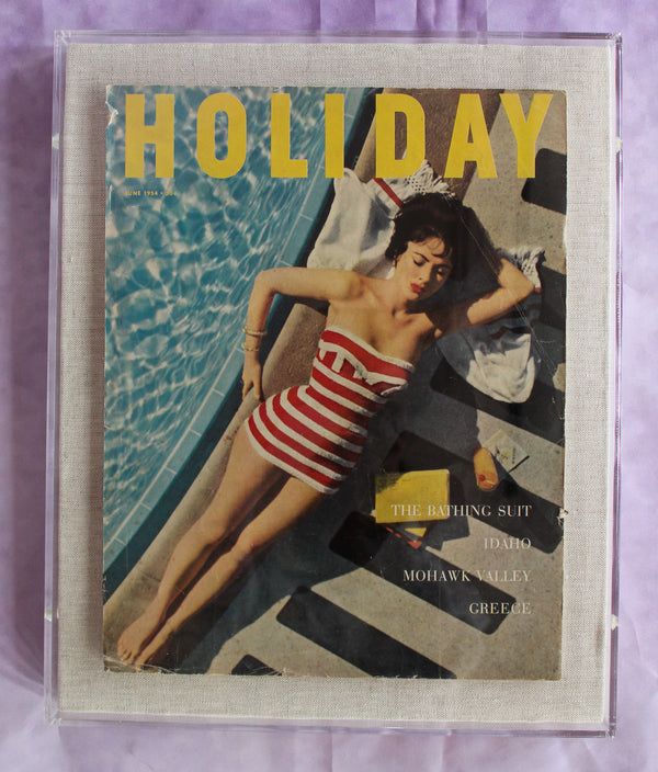 Framed Holiday Magazine Cover - June 1954, "The Bathing Suit" (Teal Frame)