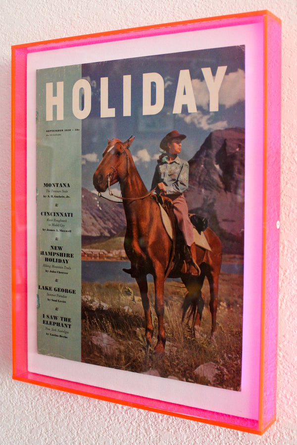 Framed Holiday Magazine Cover - September 1950, "Montana" (Pink Frame)