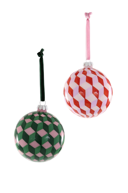 Hand Painted Tumbling Block Bauble Ornament