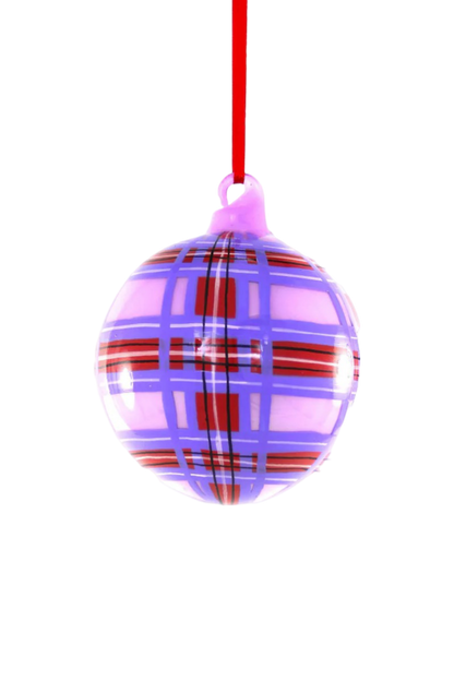Purple Plaid Bauble Ornament