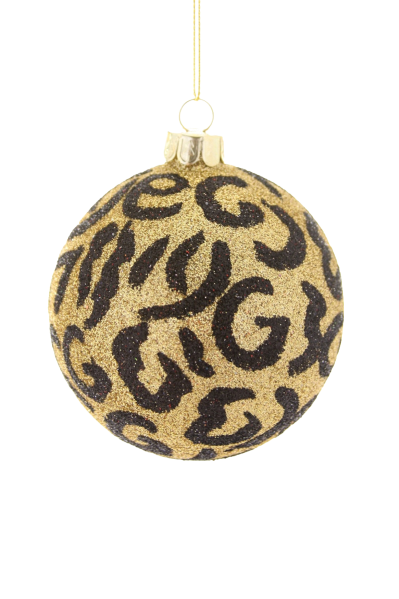 Glittered Leopard Bauble Ornament