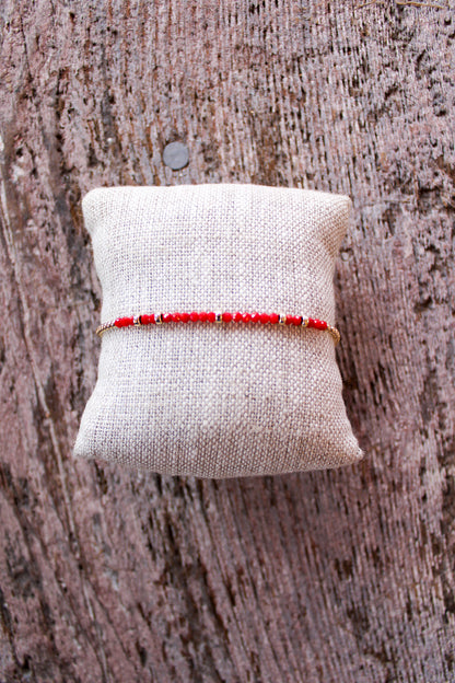 Gold Filled Ball Bracelet 2mm -  Coral Rondelle Pattern