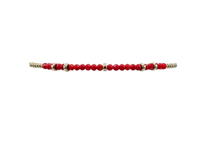 Gold Filled Ball Bracelet 2mm -  Coral Rondelle Pattern