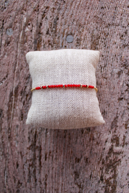 Gold Filled Ball Bracelet 2mm -  Coral Rondelle Pattern