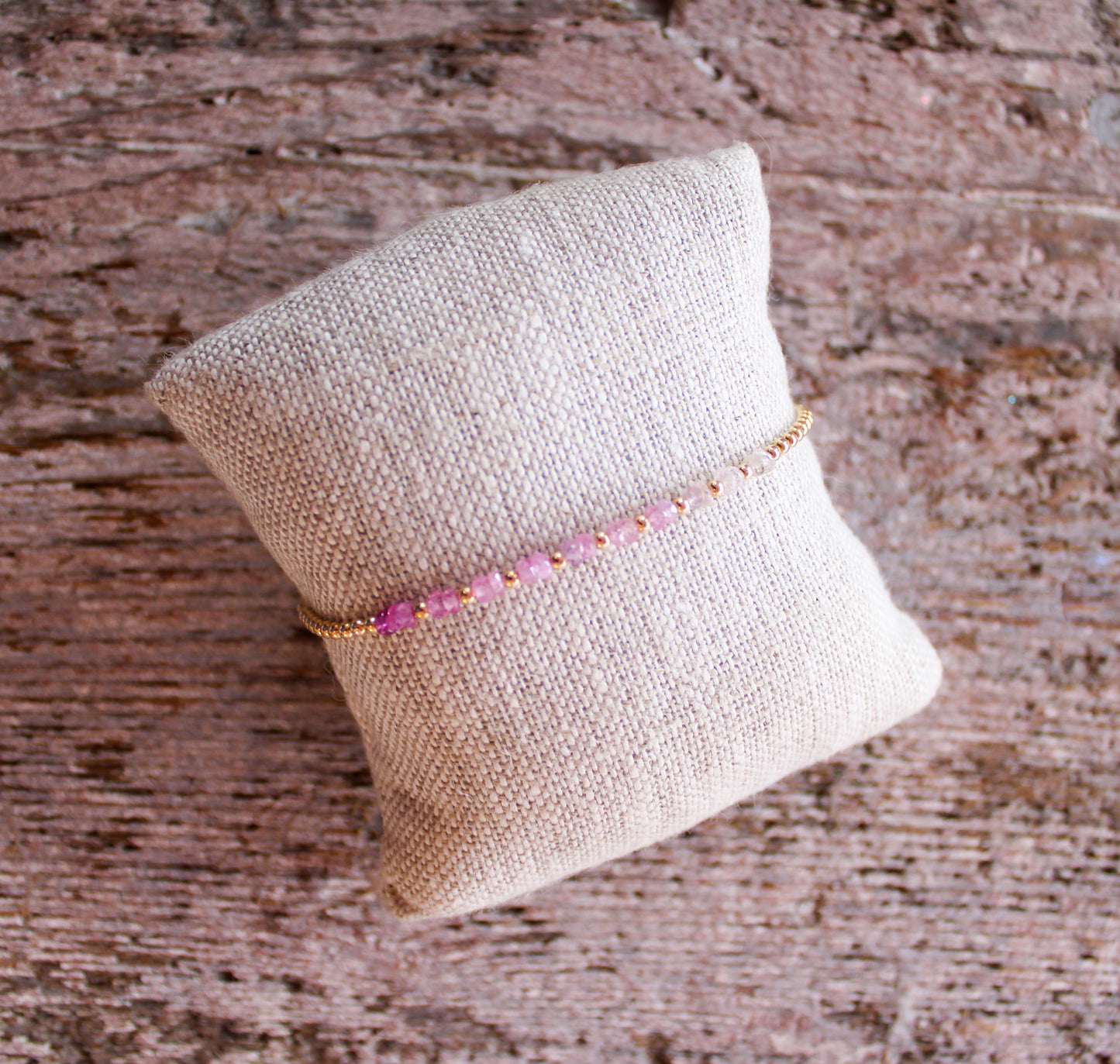 Gold Filled Ball Bracelet 2mm - Pink Sugar Ombre
