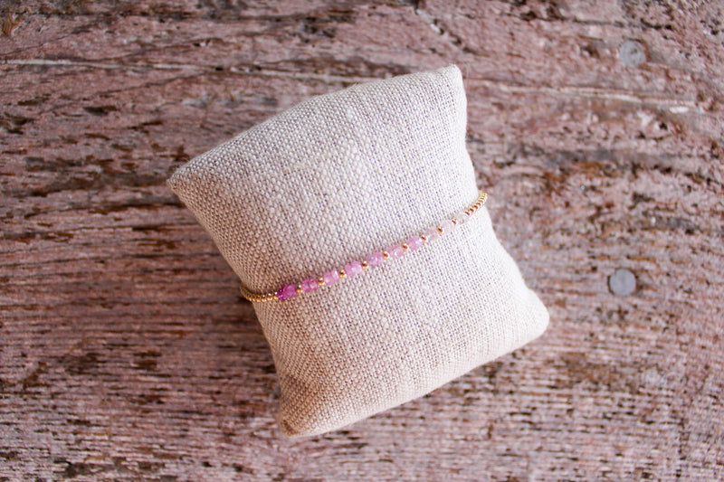 Gold Filled Ball Bracelet 2mm - Pink Sugar Ombre