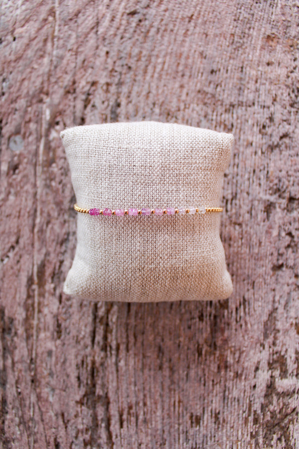 Gold Filled Ball Bracelet 2mm - Pink Sugar Ombre