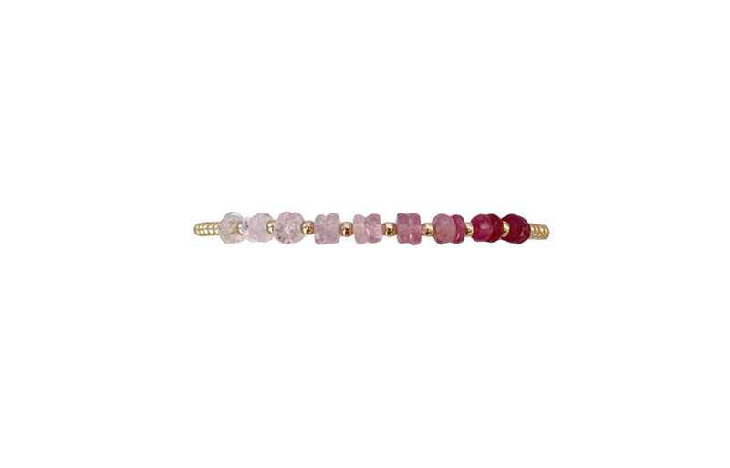 Gold Filled Ball Bracelet 2mm - Pink Sugar Ombre