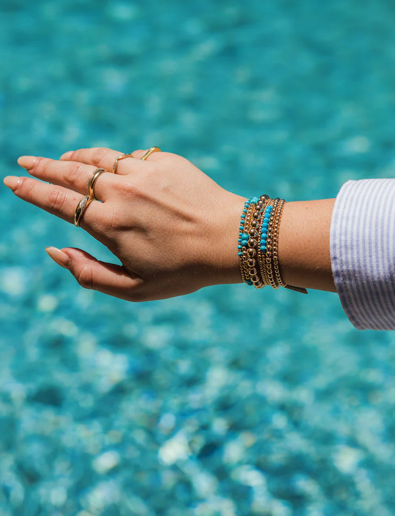 Gold Filled Ball Bracelet 2mm - Turquoise Pattern