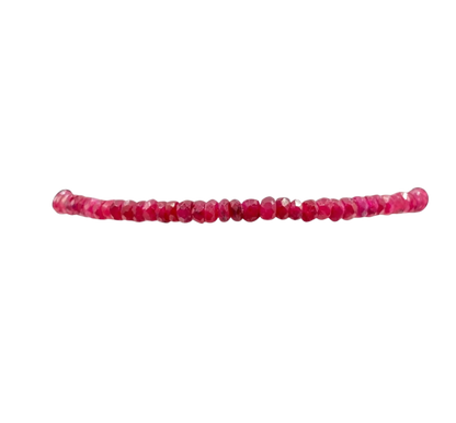 Gold Filled Ball Bracelet 2mm with Gems Across - Ruby