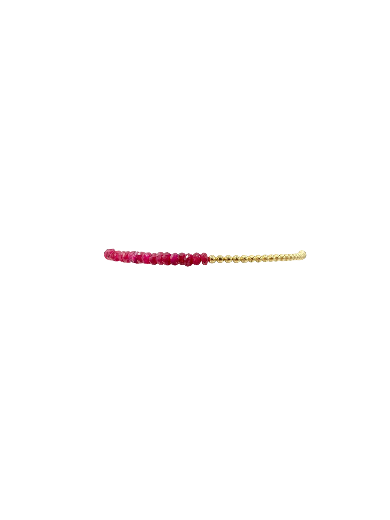 Gold Filled Ball Bracelet 2mm with Gems Across - Ruby