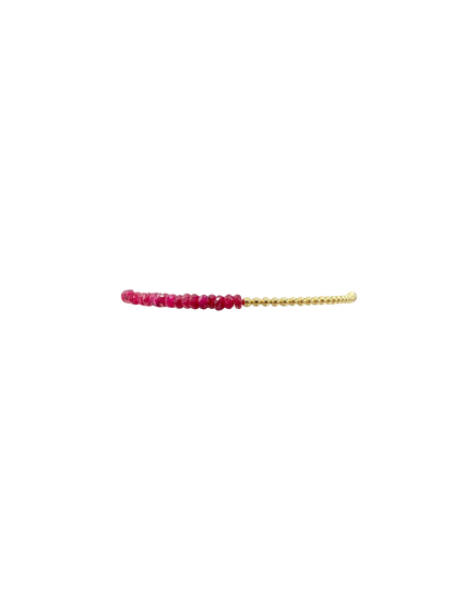 Gold Filled Ball Bracelet 2mm with Gems Across - Ruby