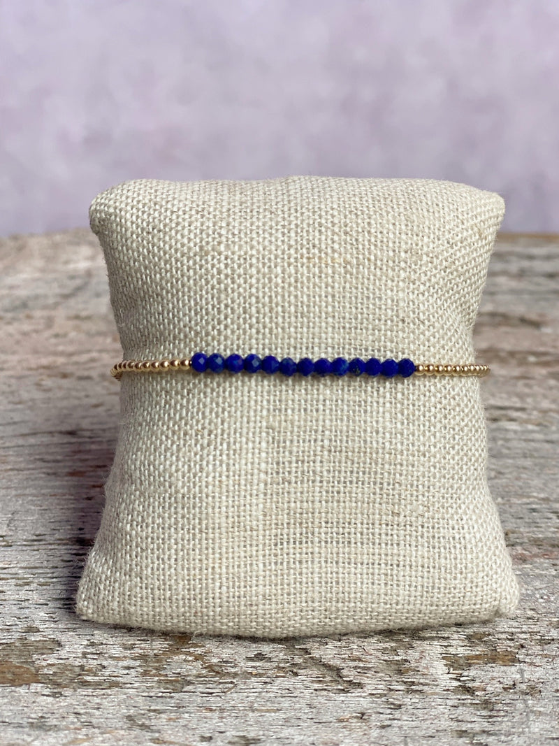 Gold Filled Ball Bracelet 2mm with Lapis