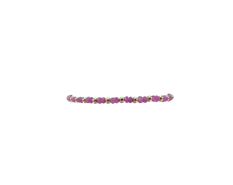 Gold Filled Ball Bracelet 3mm - Pink Sapphire Pattern