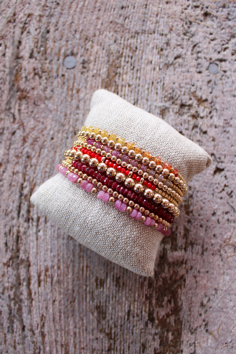 Gold Filled Ball Bracelet 2mm - Pink Sugar Ombre