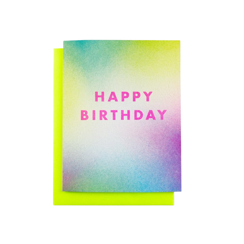 Happy Birthday Aura Risograph Card