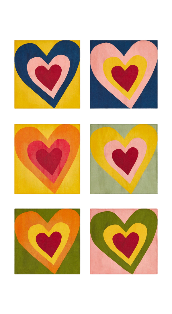 Heart Linen Napkins - Set of Six