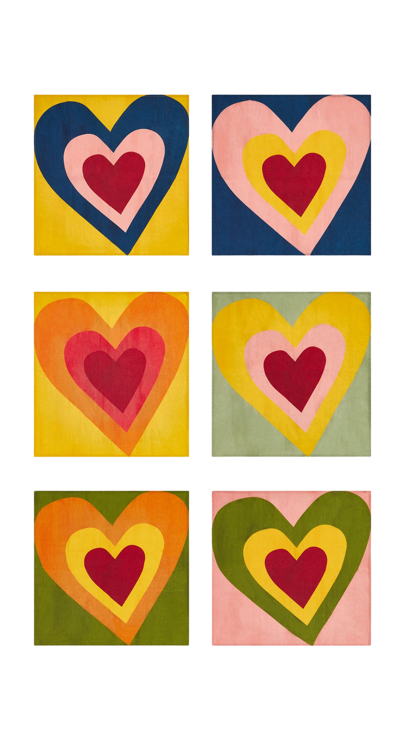 Heart Linen Napkins - Set of Six