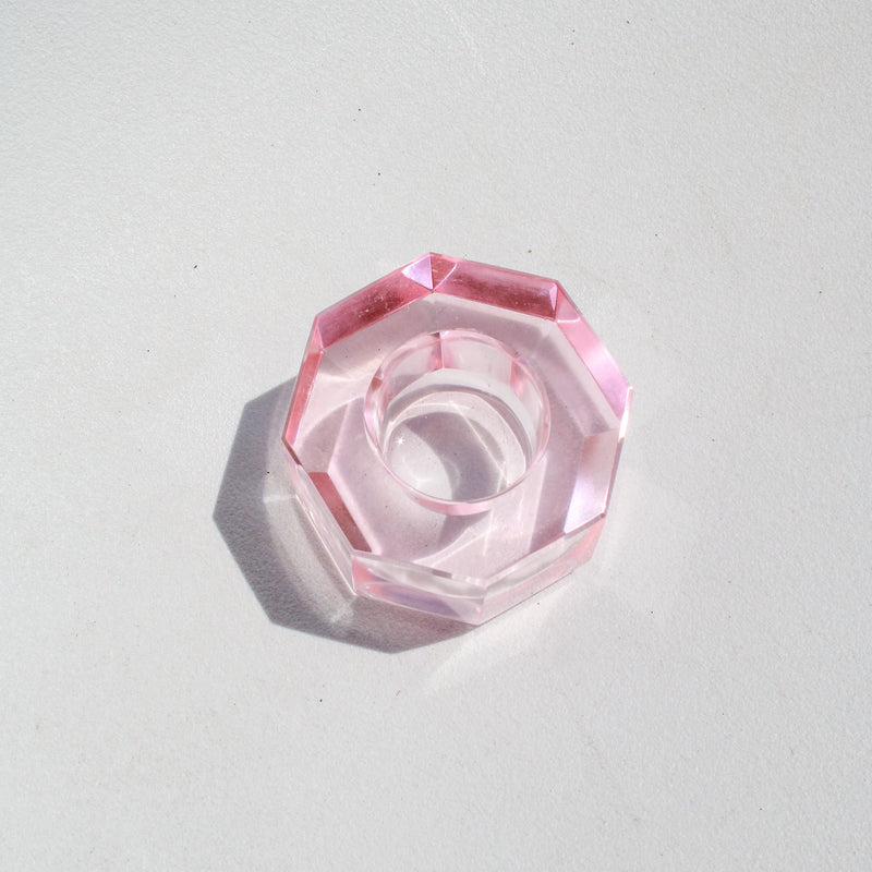 Hexagon Crystal Candleholder - Pink
