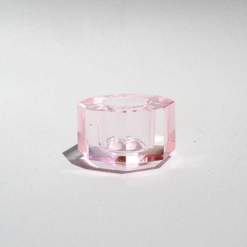 Hexagon Crystal Candleholder - Pink
