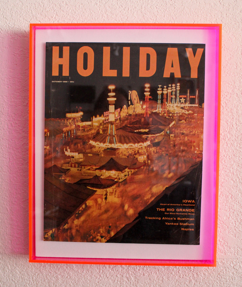 Framed Holiday Magazine Cover - October 1956, "Iowa (Fair)" (Orange Frame)