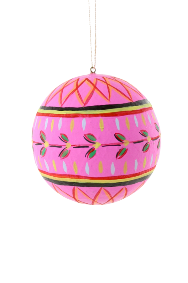 Hot Pink Hand Painted Folklore Bauble Ornament