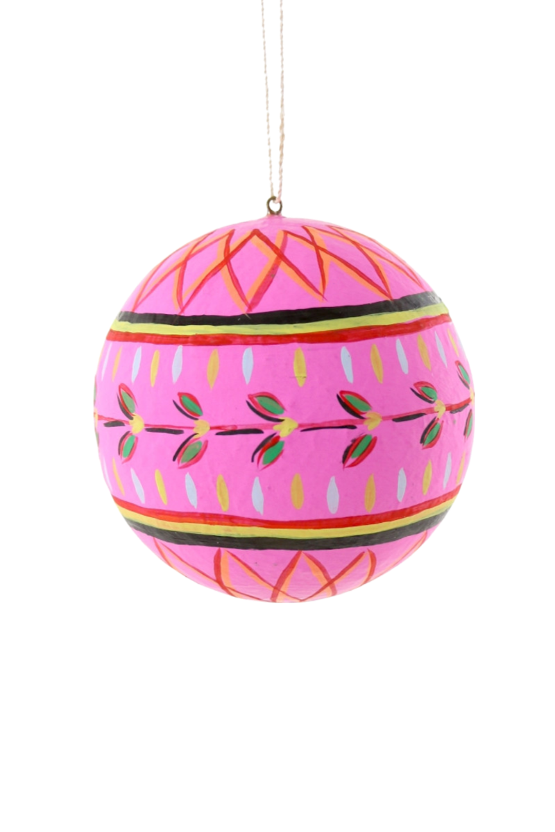 Hot Pink Hand Painted Folklore Bauble Ornament