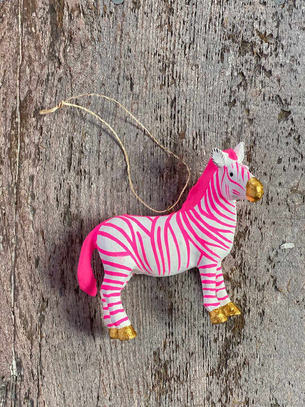 Hot Pink Zebra Ornament