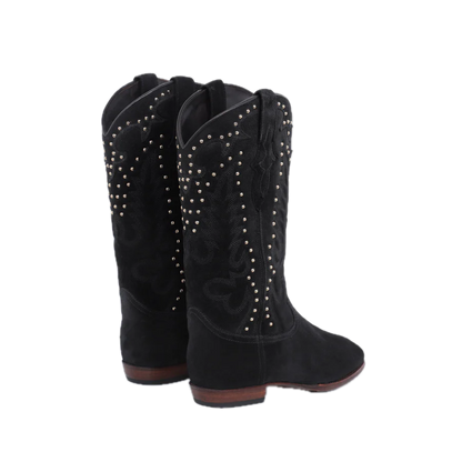 Midnight Gold Studs Cowboy Boots -  Black
