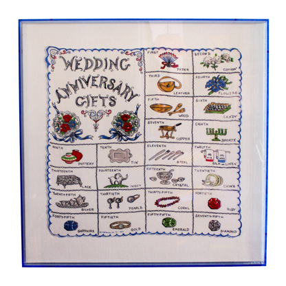 Framed Mid Century Handkerchief - "Wedding Anniversary Gifts"