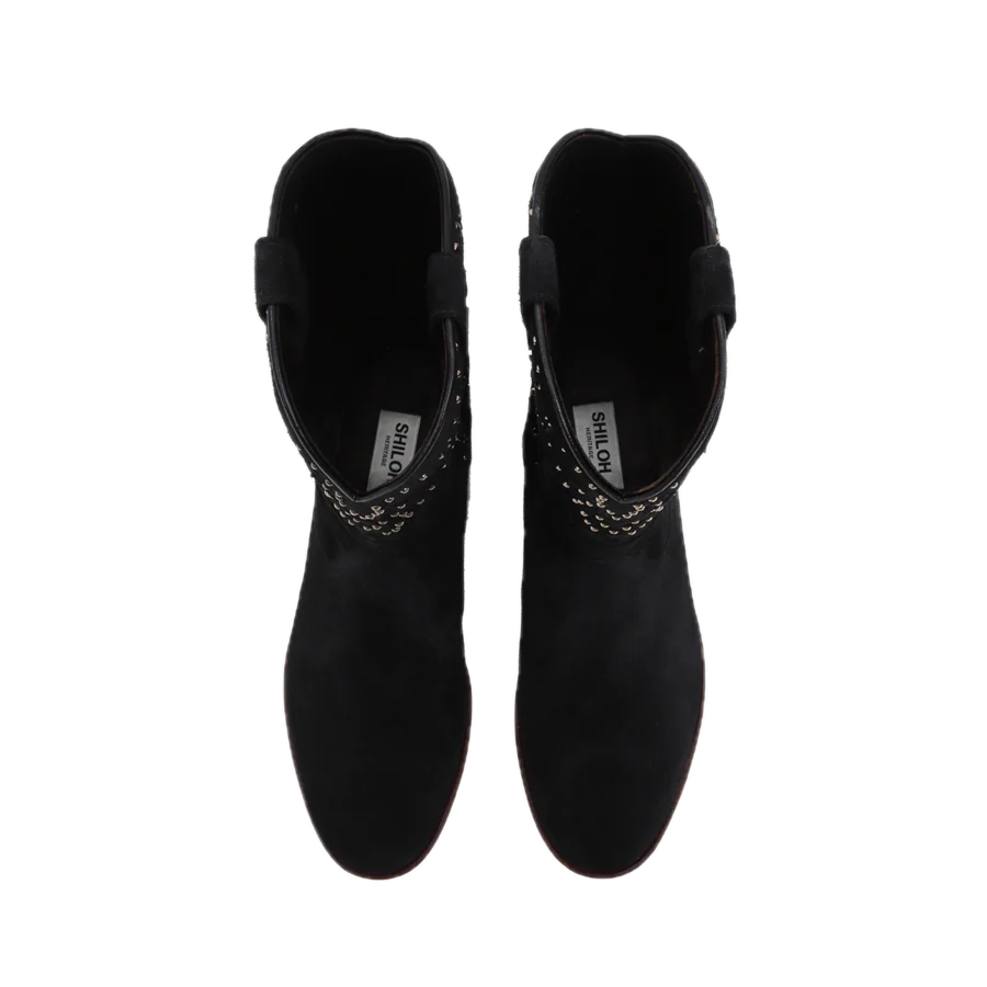 Midnight Gold Studs Cowboy Boots -  Black