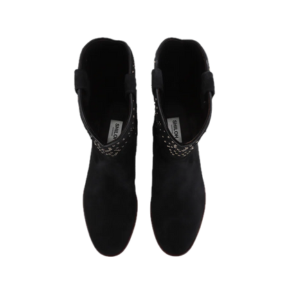 Midnight Gold Studs Cowboy Boots -  Black