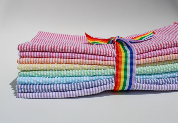 Rainbow Seersucker Napkins - Set of 8